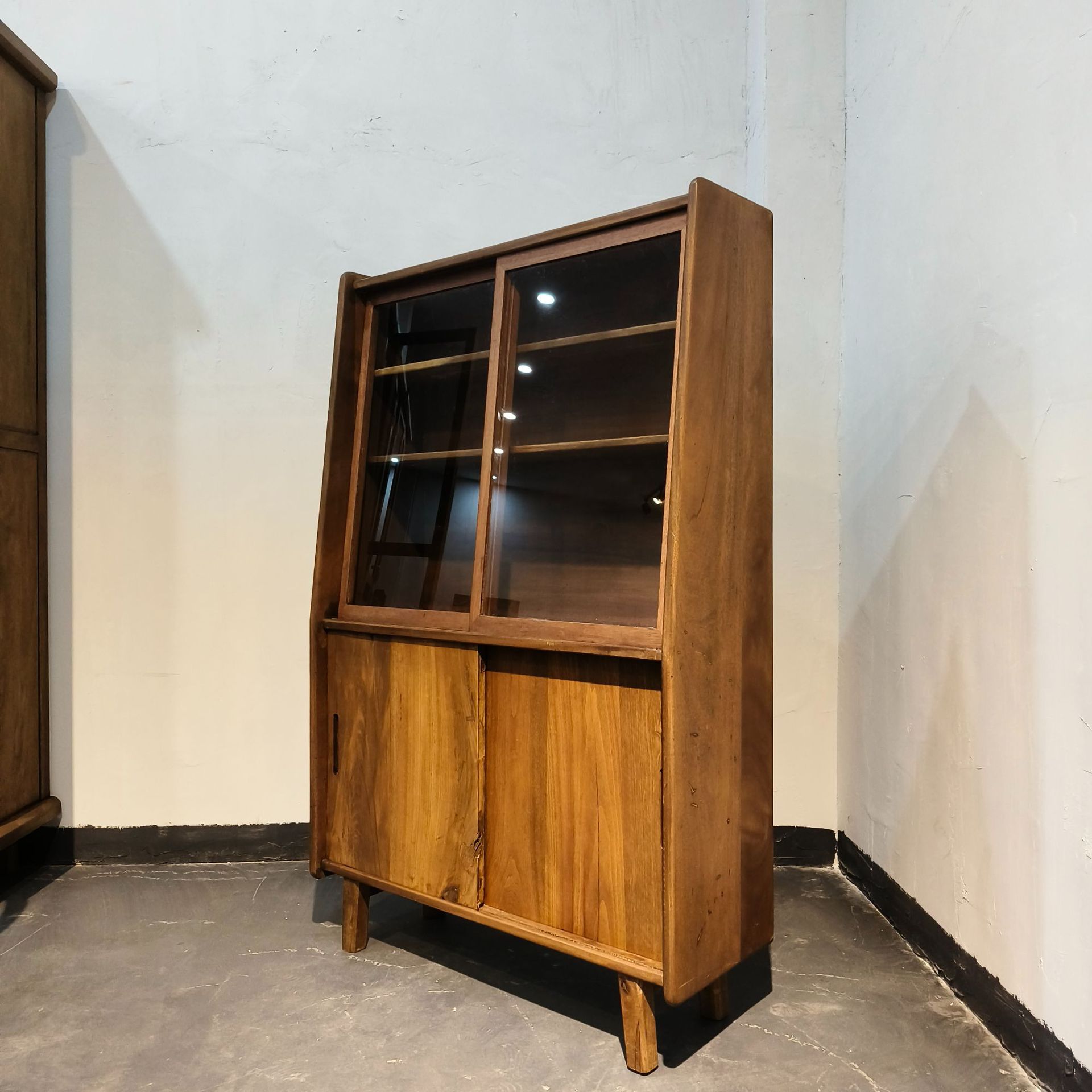 实木玻璃展示储物收纳柜日式简约客厅中古风小餐边柜