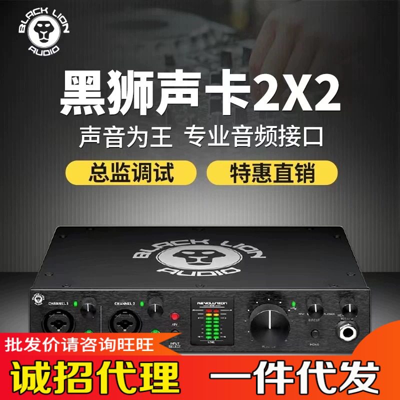 黑狮2X2声卡专业高端外置USB录音棚唱歌直播有声书配音用设备套装