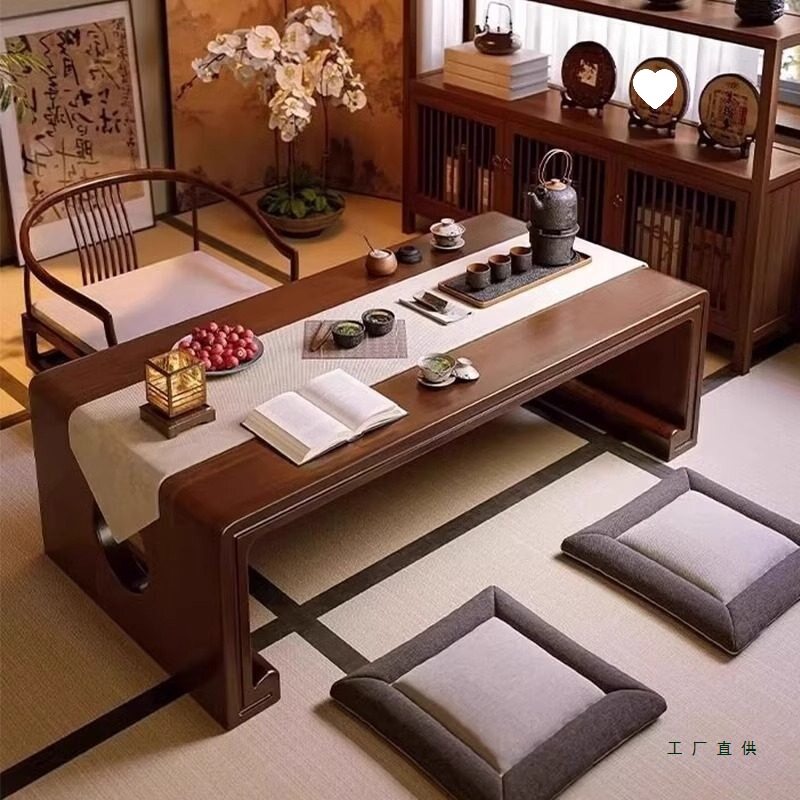 飘窗小桌子实木炕桌榻榻米茶桌茶几三件套窗台矮地桌炕几床上书桌