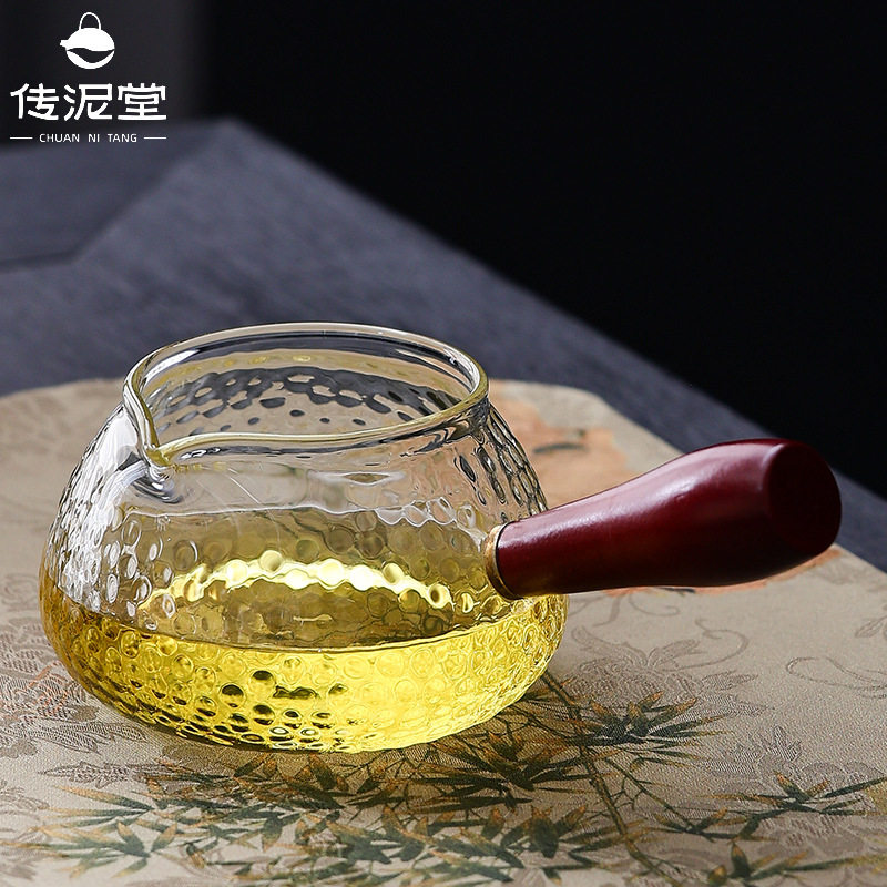 特厚木把玻璃公道杯茶漏一体茶器公道分茶杯茶海茶壶加厚耐热侧把