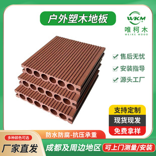 塑木地板户外140 25mm条纹庭院露台栈道花园圆孔实心室外木塑地板