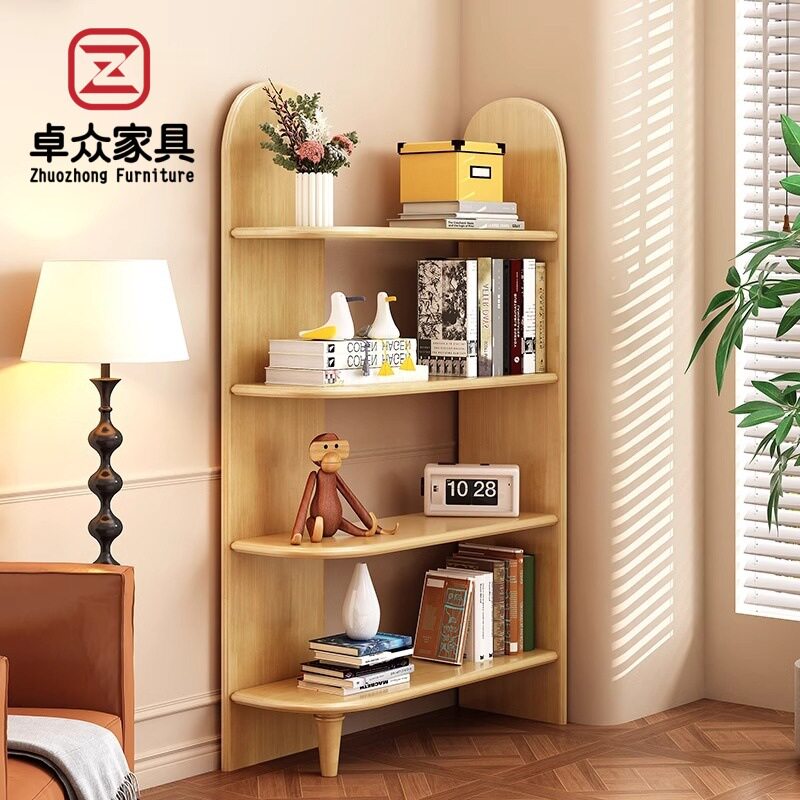 北欧实木多层转角置物柜客厅墙角储物柜简约现代小户型展示储物架