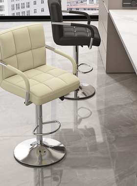 2026吧台椅升降现代简约靠背高脚椅收银台高椅子家用旋转带扶手电