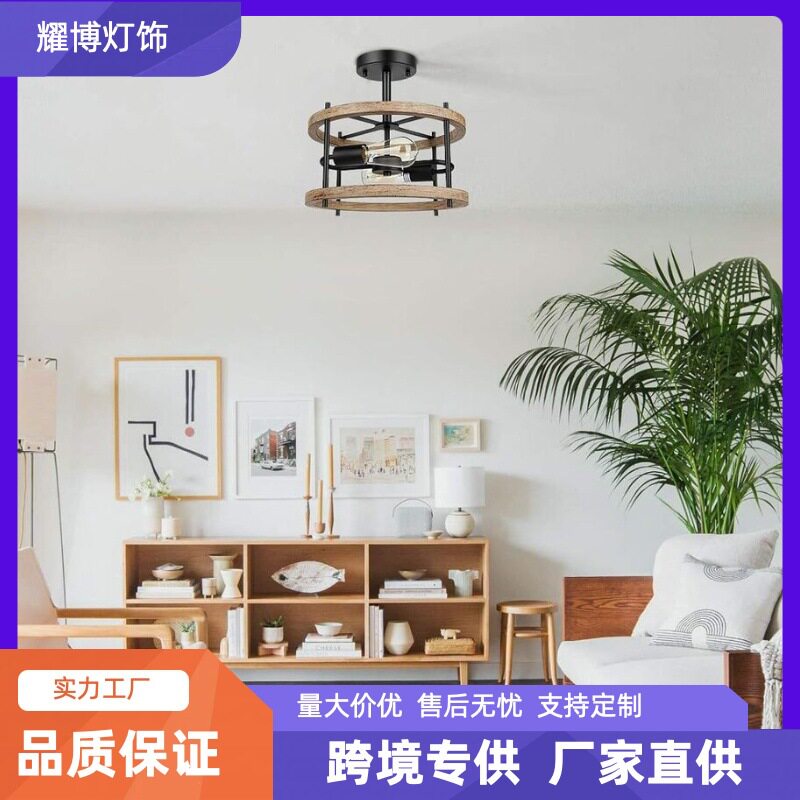 复古工业风吸顶灯农舍走廊卧室阳台半嵌入式安装