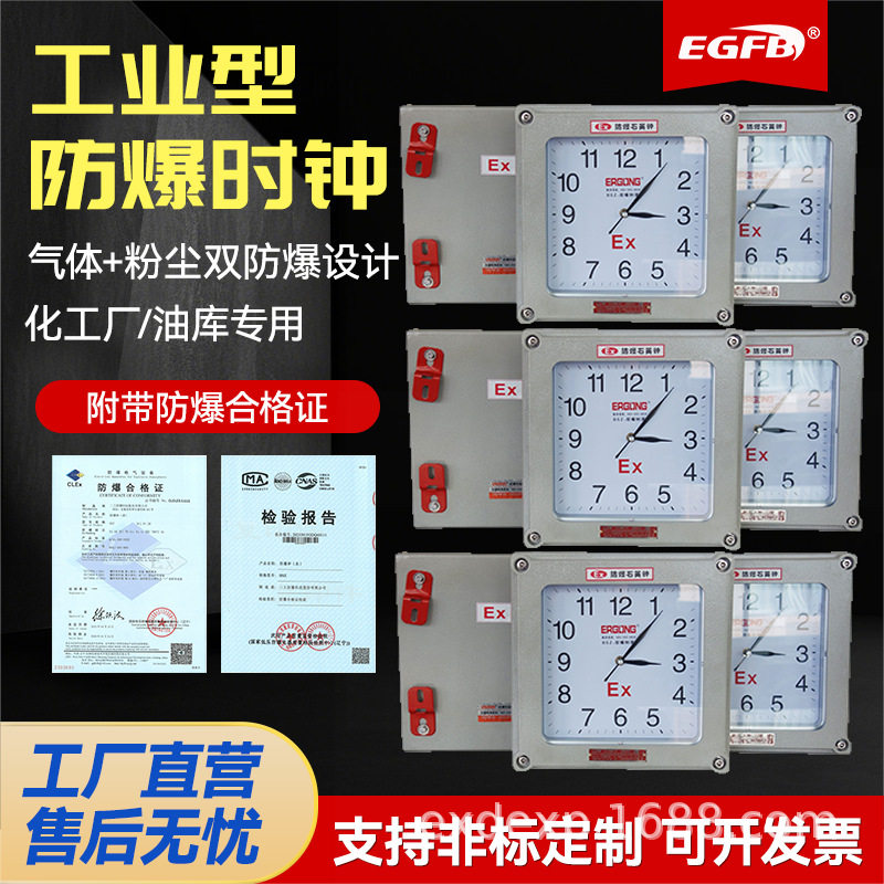 国产机芯静音走时方形圆形IIC级壁挂防爆石英钟挂钟防爆表机械钟