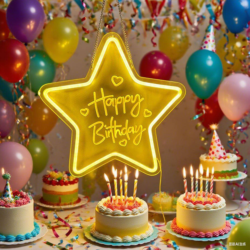 HappyBirthday生日快乐霓虹灯发光灯牌卧室内氛围字母造型灯装饰