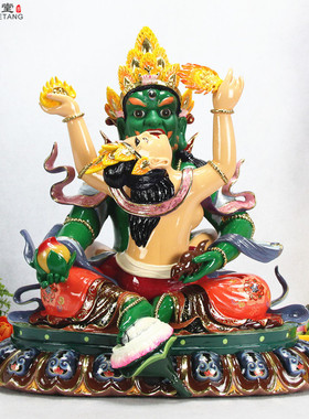 新品中式16寸极彩佛堂五色财神黄财神红黑白绿财神密宗桌面佛像摆