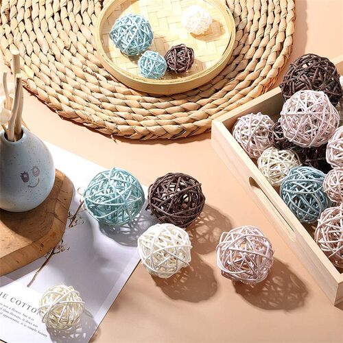 极速5/10Pcs 3-7Cm Artificial Straw Ball Stars And Love Home