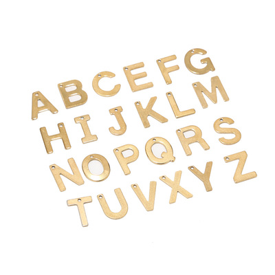 100pcs Random Stainless Steel  A-Z Letter Gold Charms Alphab
