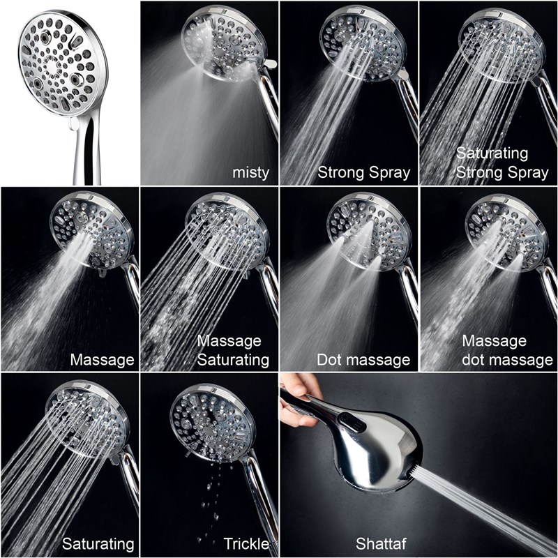 极速Shower Head Adjustable 10 Functions handheld High Pressu