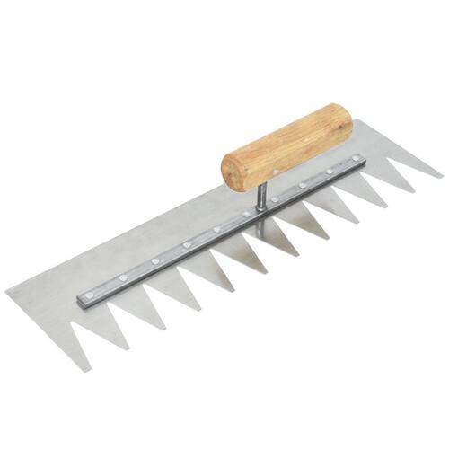 极速川岳带齿抹灰刀不锈钢大尖齿抹子锯齿铺瓷砖抹泥刀刮泥瓦工批