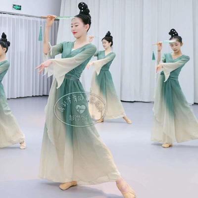 新款汉唐舞醉清波舞蹈服儿童古典折扇舞绿罗裙中国风民族舞演出服