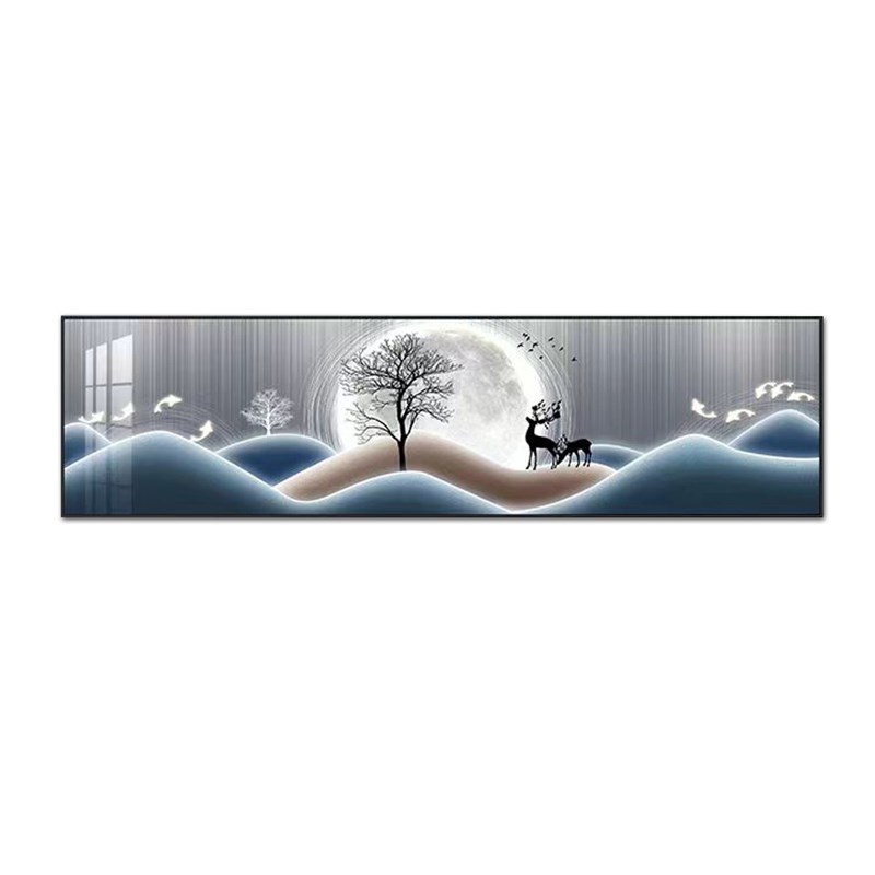 背景墙现代简g约床头晶温馨卧室卧墙房间福鹿主装饰画画挂画瓷画图片