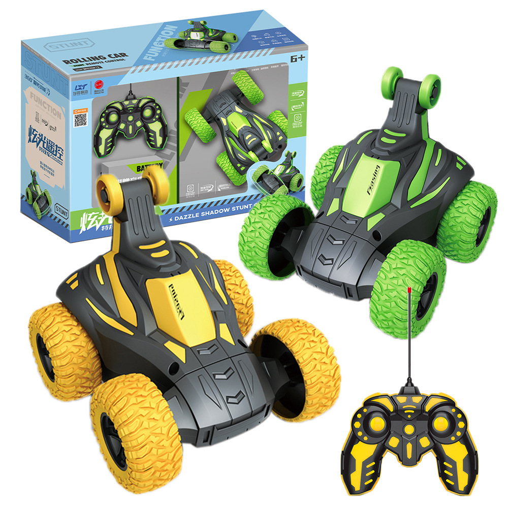 儿童玩具车灯光翻滚特技车电动翻斗车男女小孩子可充电遥控炫技车
