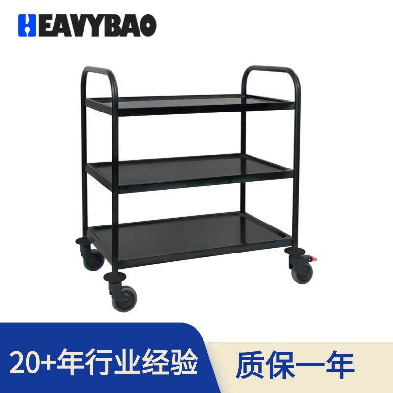 不锈钢轻奢商用推车三层圆管喷漆餐厅送餐车收碗车手推车