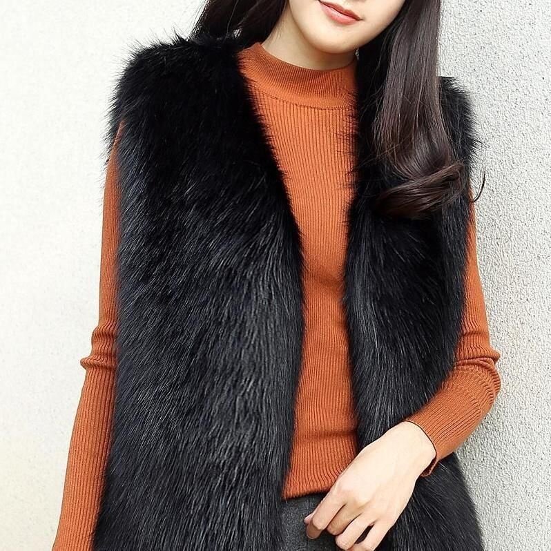 秋冬新款轻奢仿水貂毛加厚马甲女
