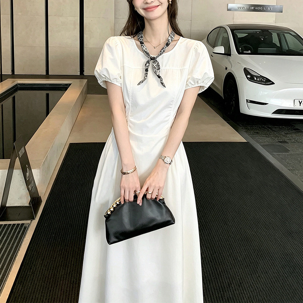 春夏韩版掐腰修身显瘦A字连衣裙