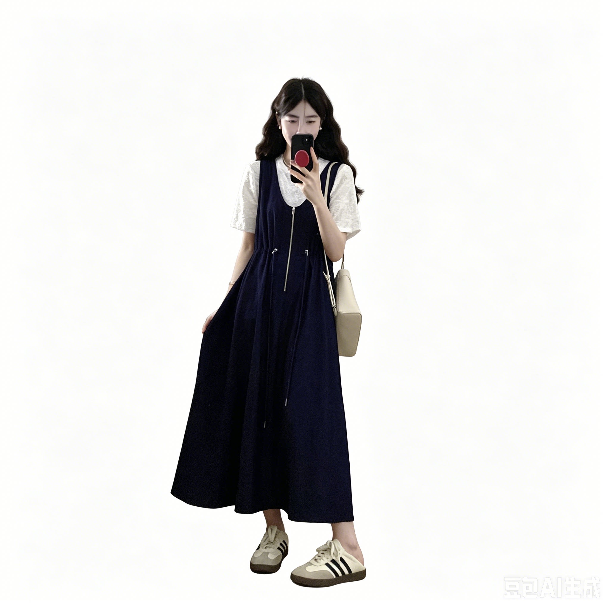 胖妹妹遮肚套裙大码两件套装夏女