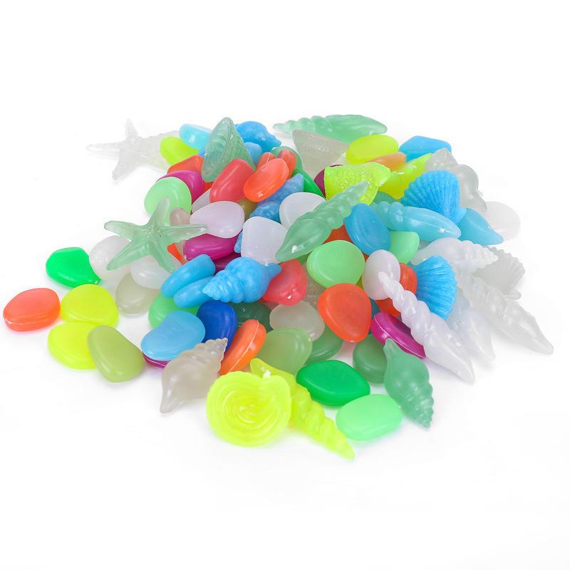 水族器材彩色发光石子 鱼缸乌龟缸夜光造景仿真鹅卵石子造景爆款