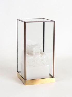 新中式古典玻璃罩玉玺印章摆件样板房家居书房办公室桌面软装饰品