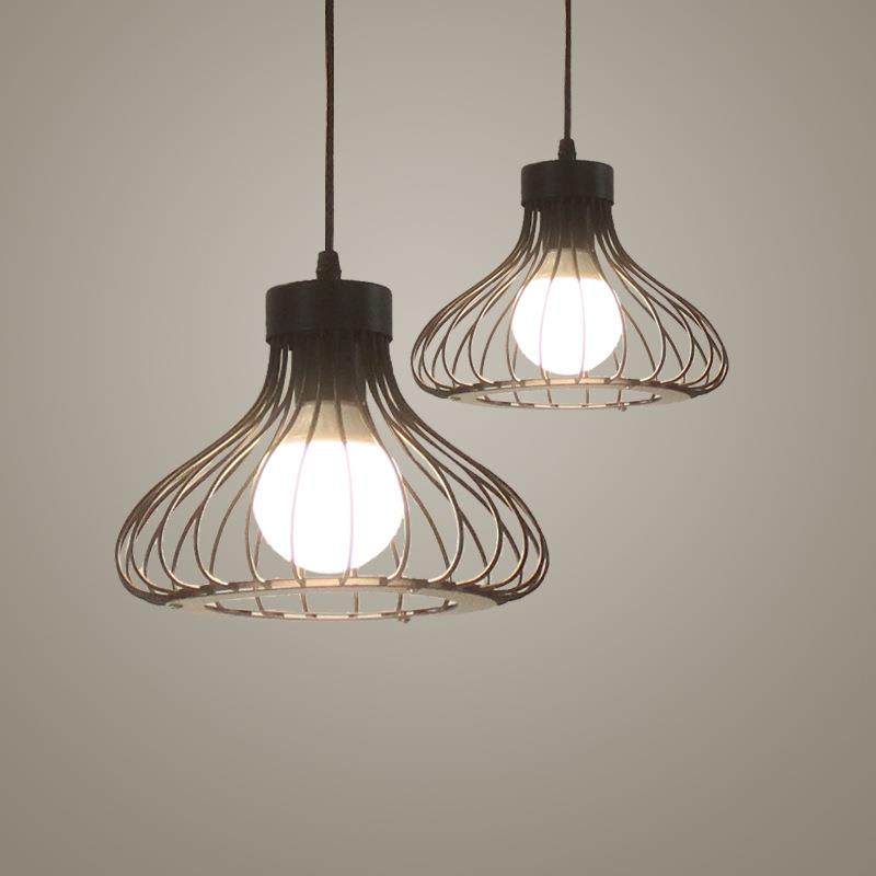 复古铁艺吊灯餐厅吧台吊灯创意黑色三头单头小葫芦铁线吊灯,家装灯饰光源,智能吊灯,淘宝优惠券,粉丝福利购,淘宝优惠卷