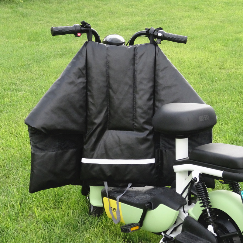 小型电动车挡风被冬款分体加厚PU皮革加绒冬季天电瓶踏板车防风寒