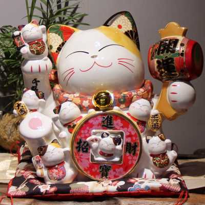 厂销福缘猫大号乔迁新居招财猫摆件公司店铺开业送礼装饰品陶瓷品
