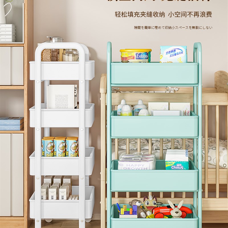 碗橱柜不锈钢多层小推车置物架北欧ins带轮子移动厨房两层蔬菜架l