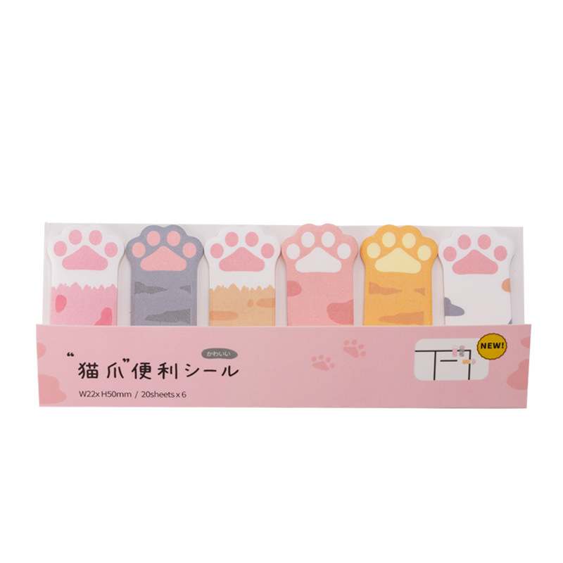 网红Mengtai Cute Cat Paw Sticky Notes Memo Pad Diary Station