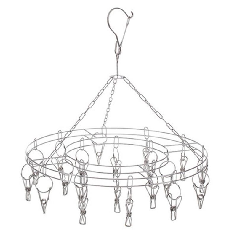 墙壁挂衣杆不锈钢架袜子晾衣架多夹子衣架子便携式铁的被子可伸缩