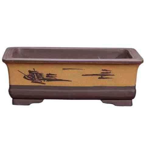 大口浅花盆精致漂亮的小长型陶瓷长方形矮扁敞口大的小花盆