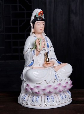 陶瓷南海观音菩萨佛像客厅家用神像供奉佛摆件观世音菩萨像