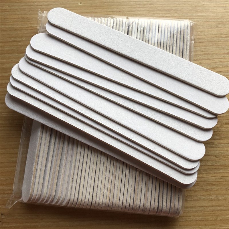Free Shipping 100 pcs white wooden  nail file 100/180  wood