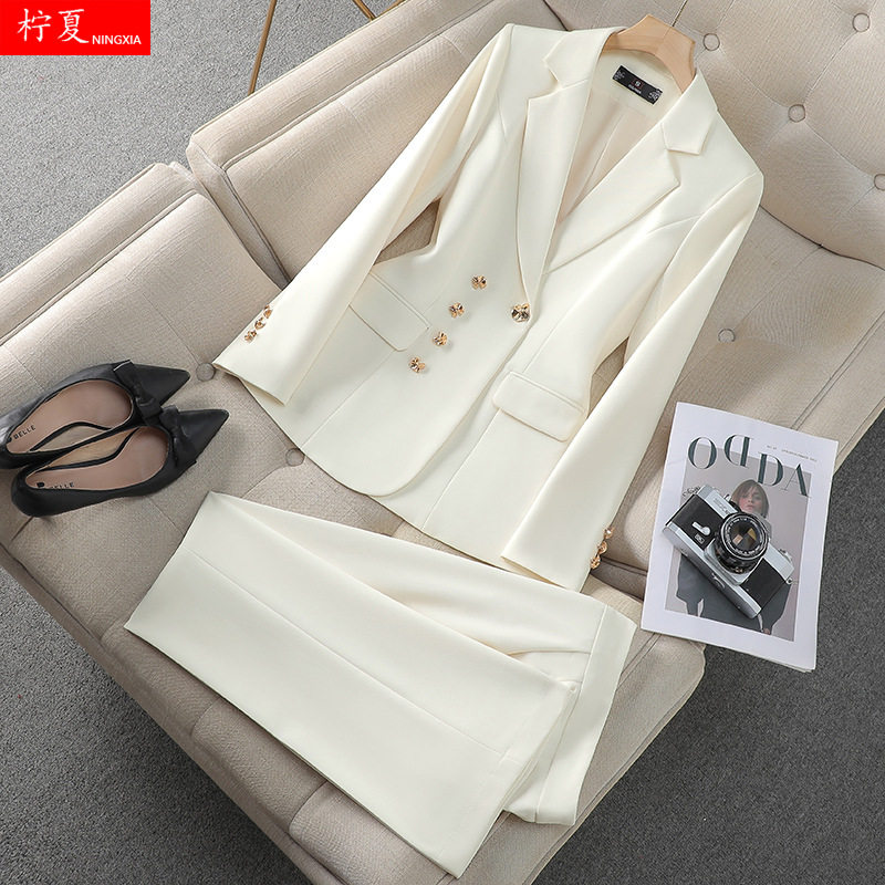 白色西装外套女2025春季新款播音主持正装职业高端西服套装工作服