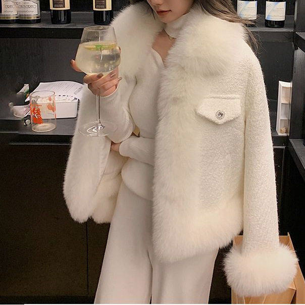 闪烁小香风皮草外套女2025冬季潮流新款拼接粗花呢狐狸毛毛上衣,女装/女士精品,羊绒衫,淘宝优惠券,粉丝福利购,淘宝优惠卷