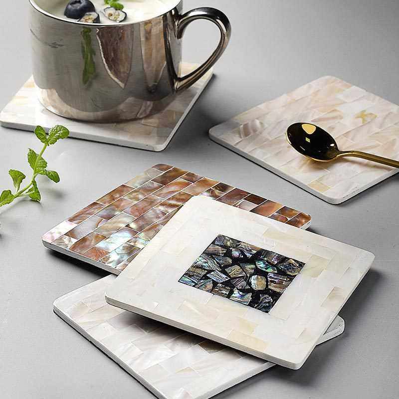 新款直销贝壳杯垫茶道垫子创意送礼隔热垫茶杯欧式6片装雅致欧式,家装主材,马赛克,淘宝优惠券,粉丝福利购,淘宝优惠卷
