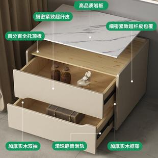 直销实木床头柜轻奢高级卧室床边收纳柜简约现代奶油风皮质床 新款