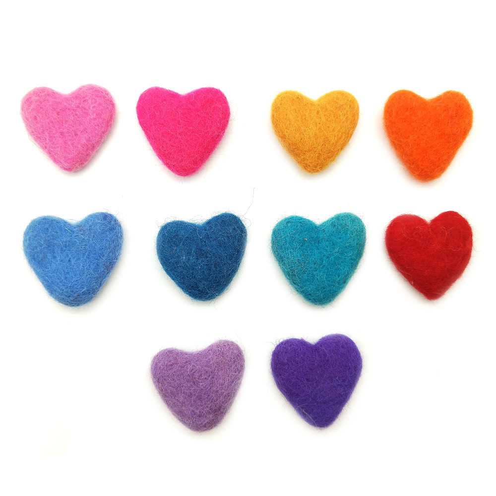 新款直销羊毛毡星星 3.0cm爱心桃心圣诞头饰配件羊毛毡戳戳乐手工