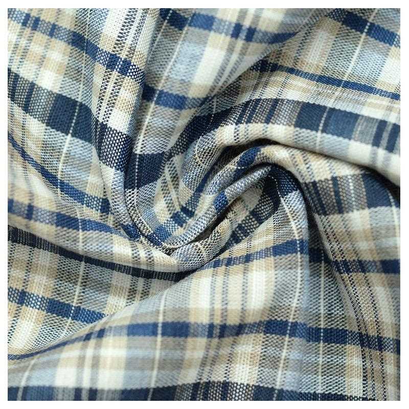 新款直销麻棉色织格面料现货 衬衫服装面料混纺亚麻棉色织布
