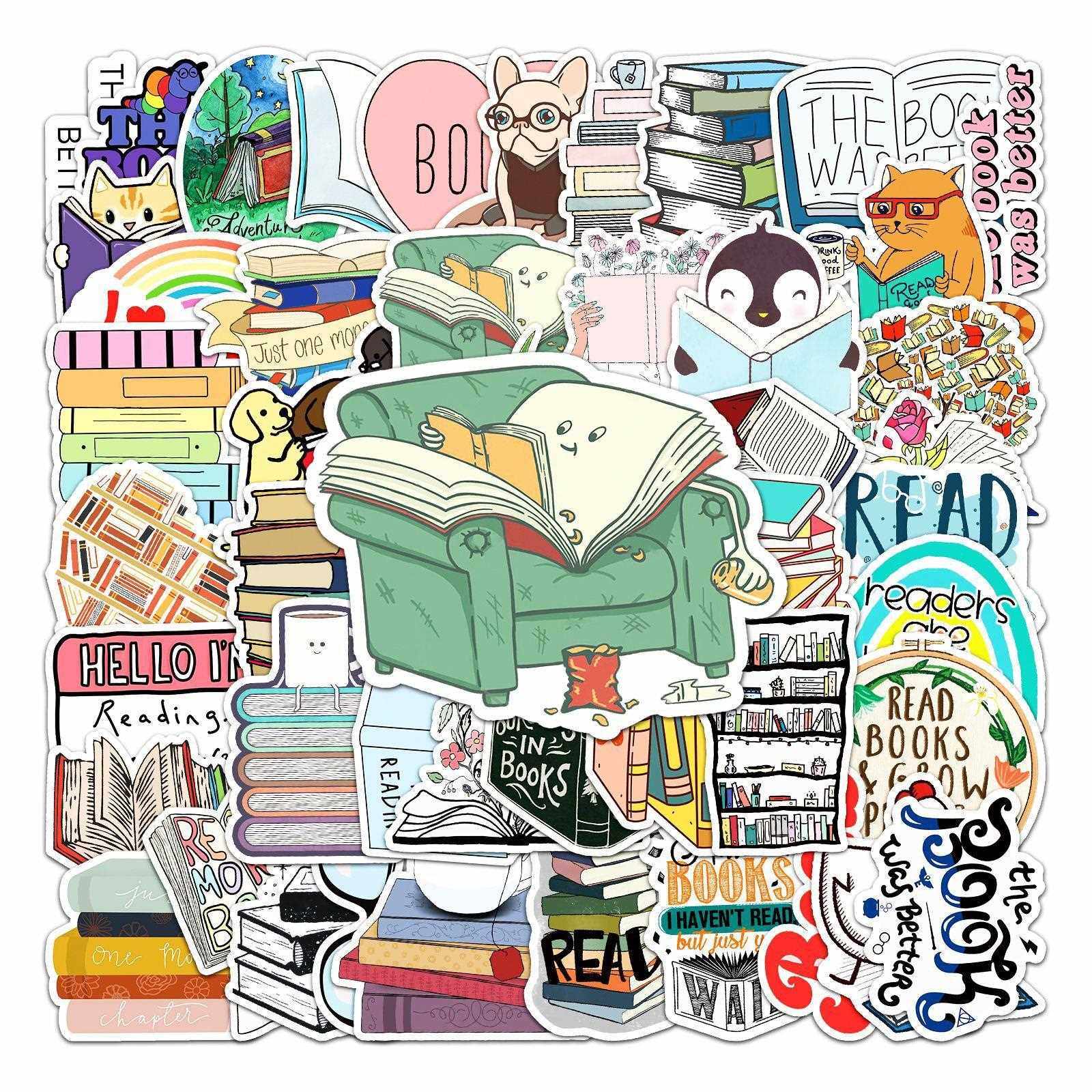 新款直销50张阅读涂鸦个性跨境卡通儿童咕卡DIY滑板水杯行李箱贴