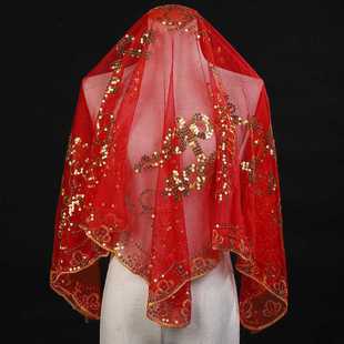 新款直销婚礼盖头红色大号婚庆头纱新娘红盖头结婚用品网纱蒙头巾