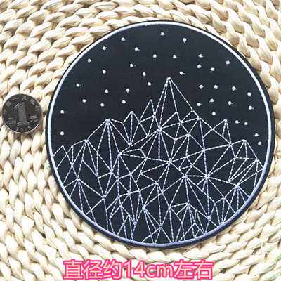 新款直销刺绣贴布贴花补丁贴徽章臂章胸章大号几何图案立体星空黑