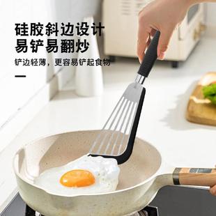 直销不锈钢煎鱼铲扇形蝴蝶漏铲硅胶耐高温锅铲不粘锅专用煎饼 新款