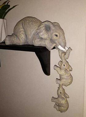 新款直销跨境大象套装吉祥长寿礼品子母大象摆件树脂工艺品设计家