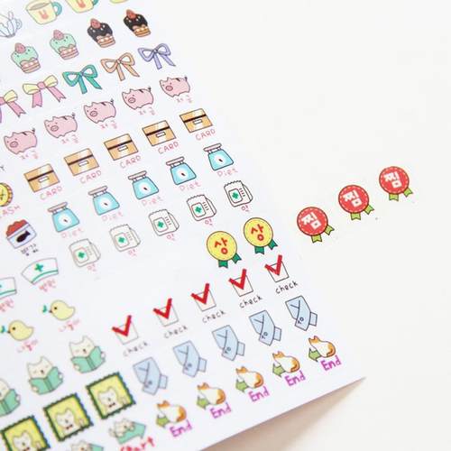 新款直销卡通猫咪贴纸KP6张装日记本手账贴相册装饰PVC小猫透明贴