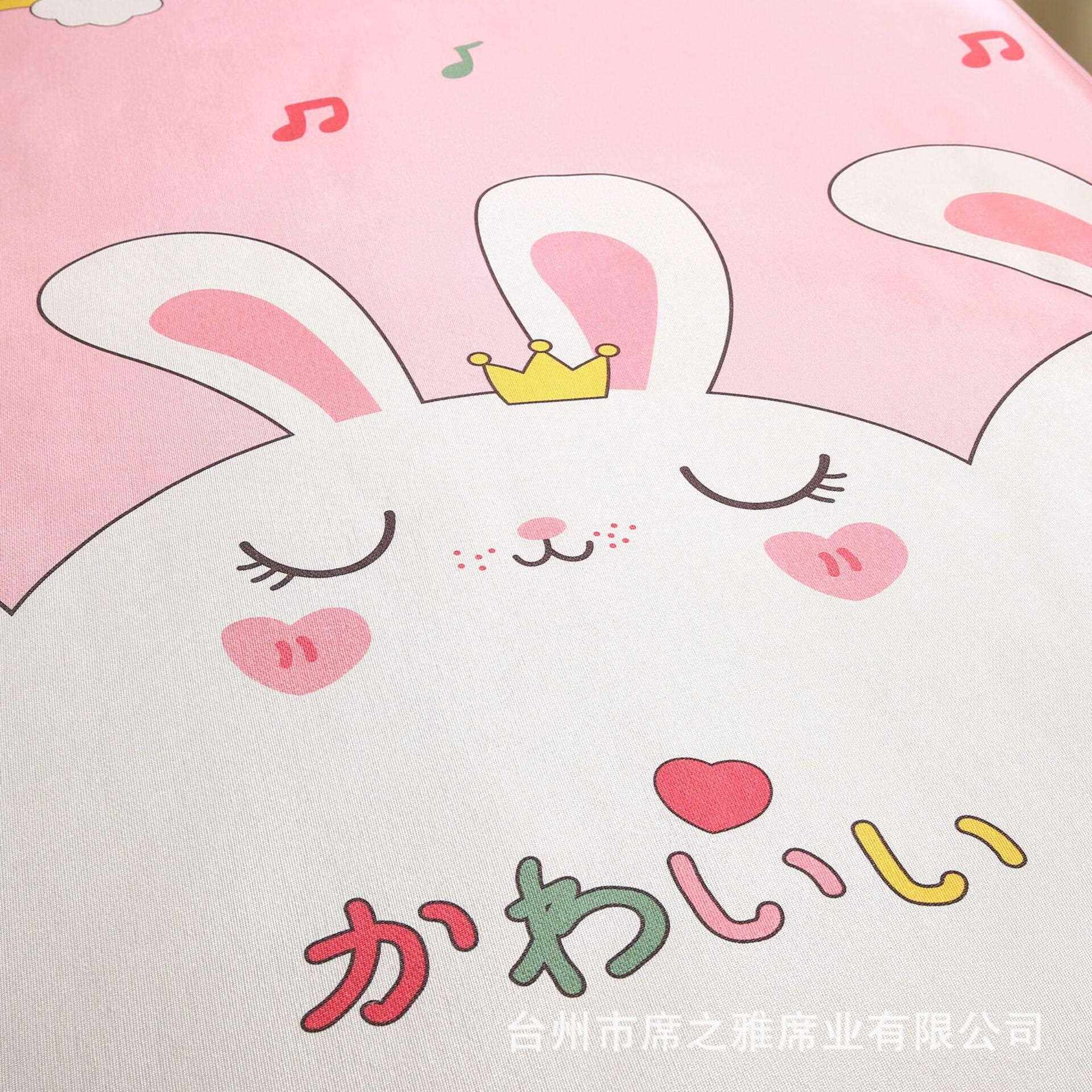 新款直销现货印花凉席面料婴幼儿冰丝席白胚卡通儿童席宠物防滑