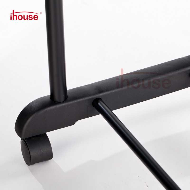 新款直销ihouse不锈钢挂衣架落地金属晒衣架单杠家用阳台伸缩晾衣