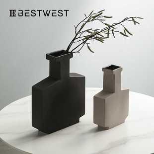 新款直销博西家居 几何陶瓷花瓶摆件餐桌客厅插花器电视柜装饰品