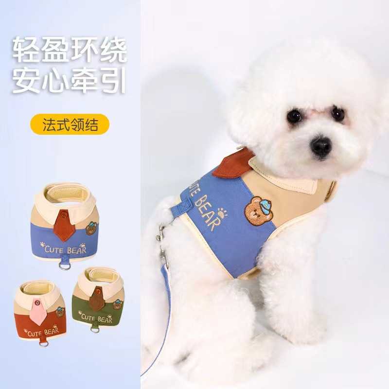 新款直销亚马逊狗狗猫咪牵引绳背心式小中型犬比熊胸背带泰迪遛猫