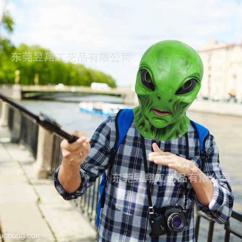 新款直销外星人面具乳胶头套万圣节UFO恐怖面具绿色头套跨境新品8